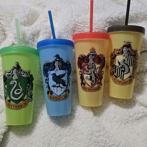 Warner Bros. Hogwarts House Tumbler Set - Green, Blue, Red, Yellow